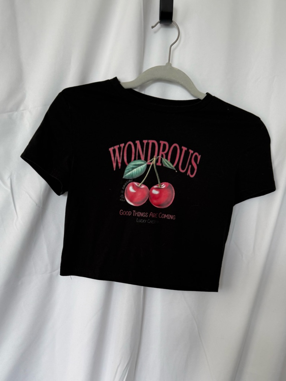 SHEIN black Cherry Graphic crop top